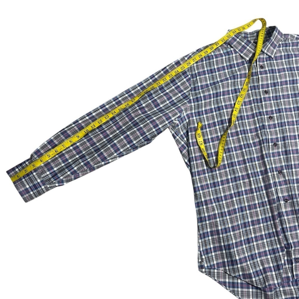 David Donahue big and tall XXL Gray Pink Blue Plaid Button Down Dress Shirt - Picture 5 of 11
